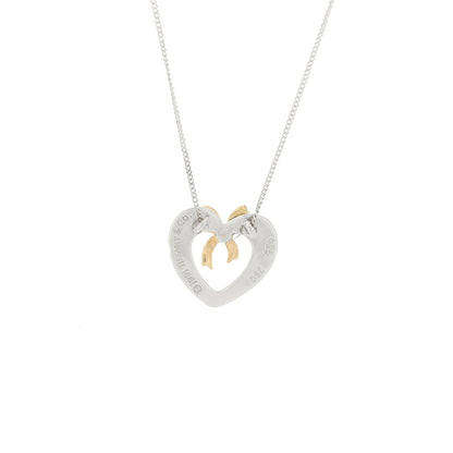 Tiffany Sterling Silver 18K Yellow Gold Bow Tie Heart Pendant Necklace 6 of 6
