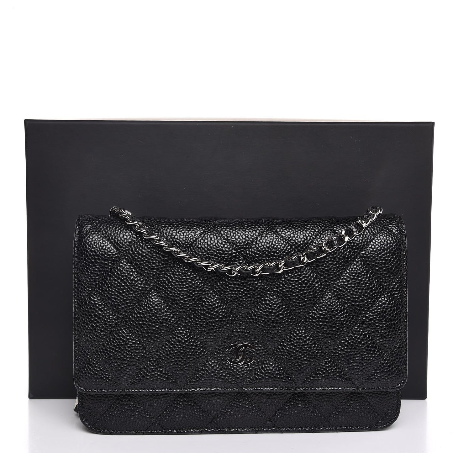 Caviar Quilted Wallet On Chain WOC Black