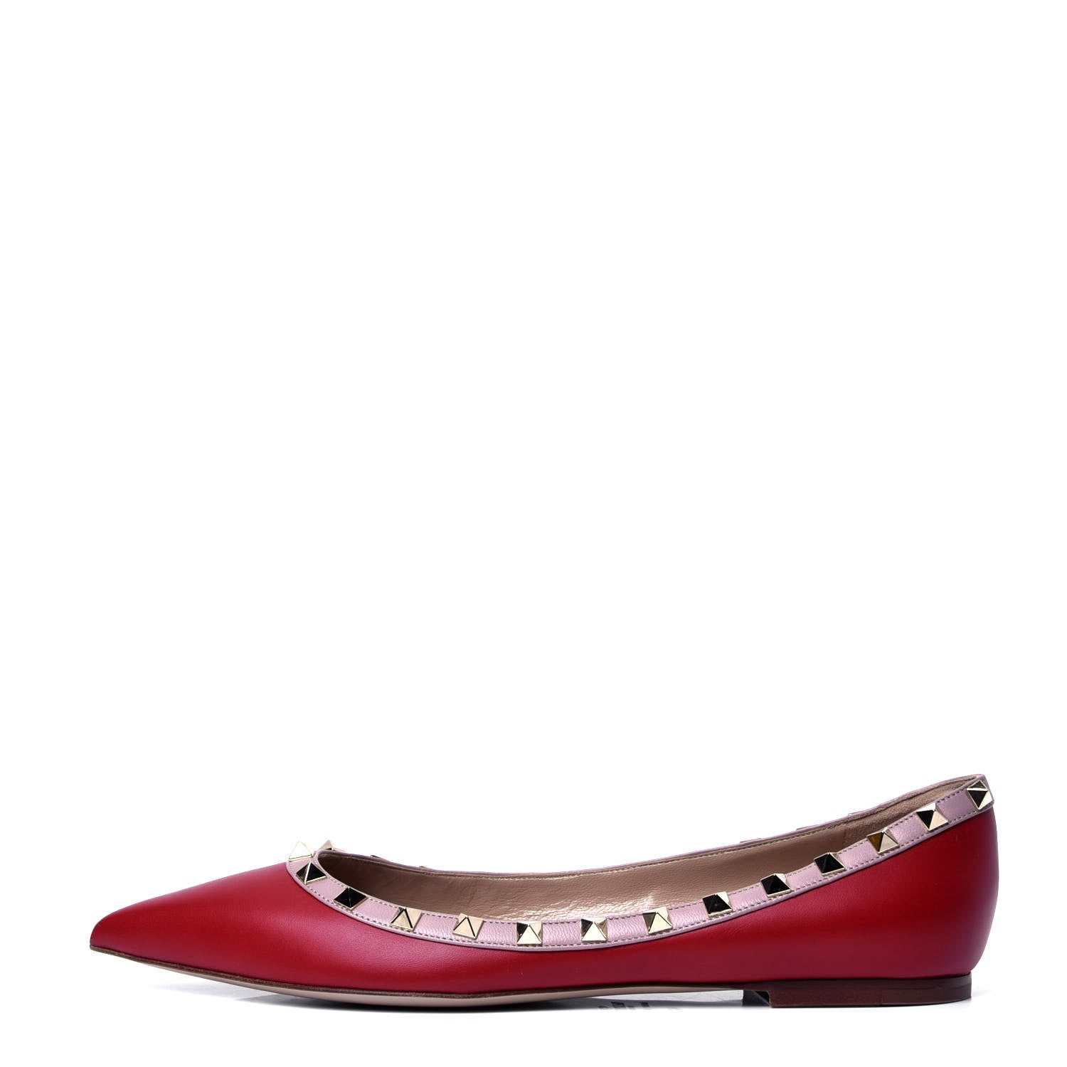Valentino Garavani Calfskin Nappa Rockstud Ballerina Flats 40.5 Rosso Valentino Poudre 1 of 6