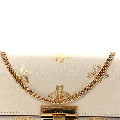 Gucci Grained Calfskin Bee Star Continental Chain Wallet White 8 of 10