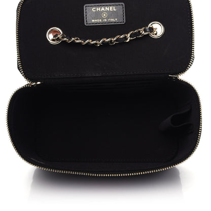 Chanel Goatskin Camellia Embossed Quilted Small Vanity Case With Chain Black 5 of 10