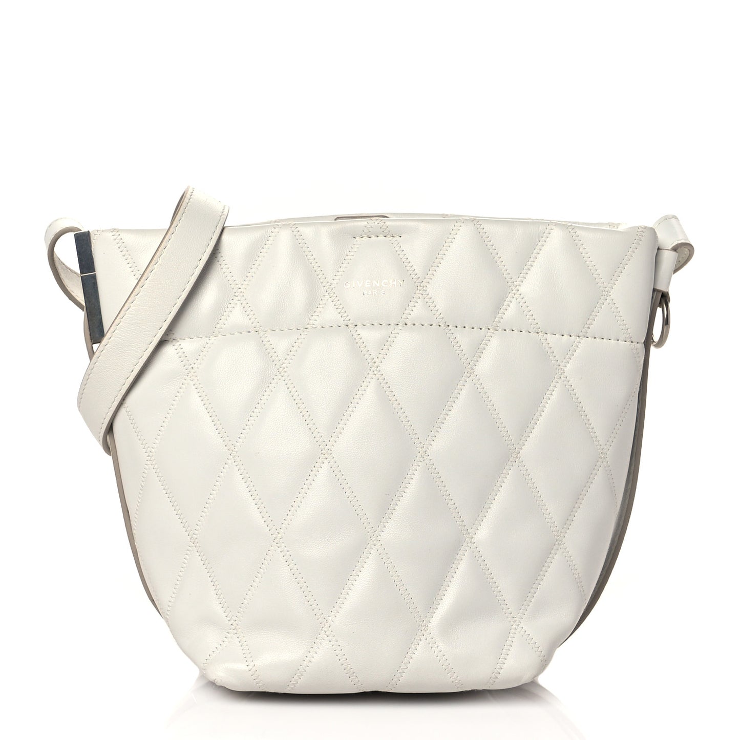 Lambskin Quilted Mini GV Bucket Bag White