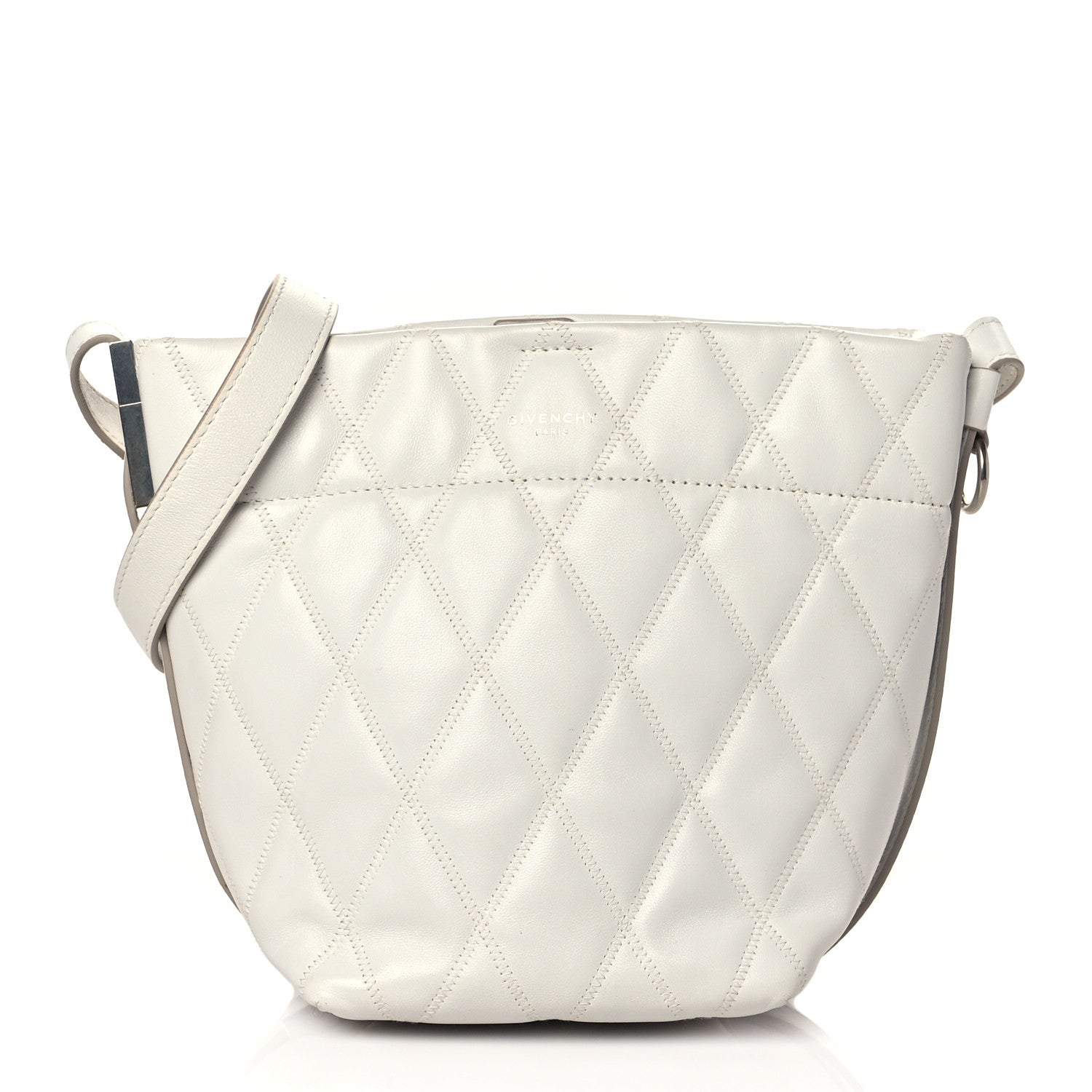 Givenchy Lambskin Quilted Mini GV Bucket Bag White 1 of 10