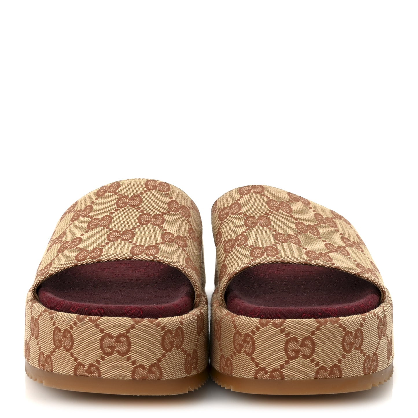 Canvas GG Monogram Angelina Platform Slide Sandals 37.5 Beige Ruggine