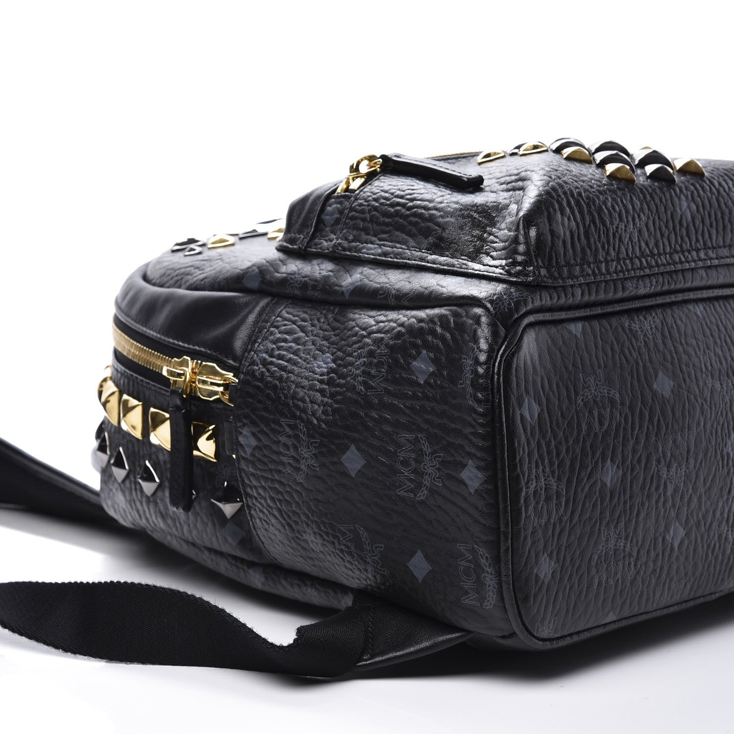 MCM Visetos Studded Small Stark Brock Backpack Black 5 of 8