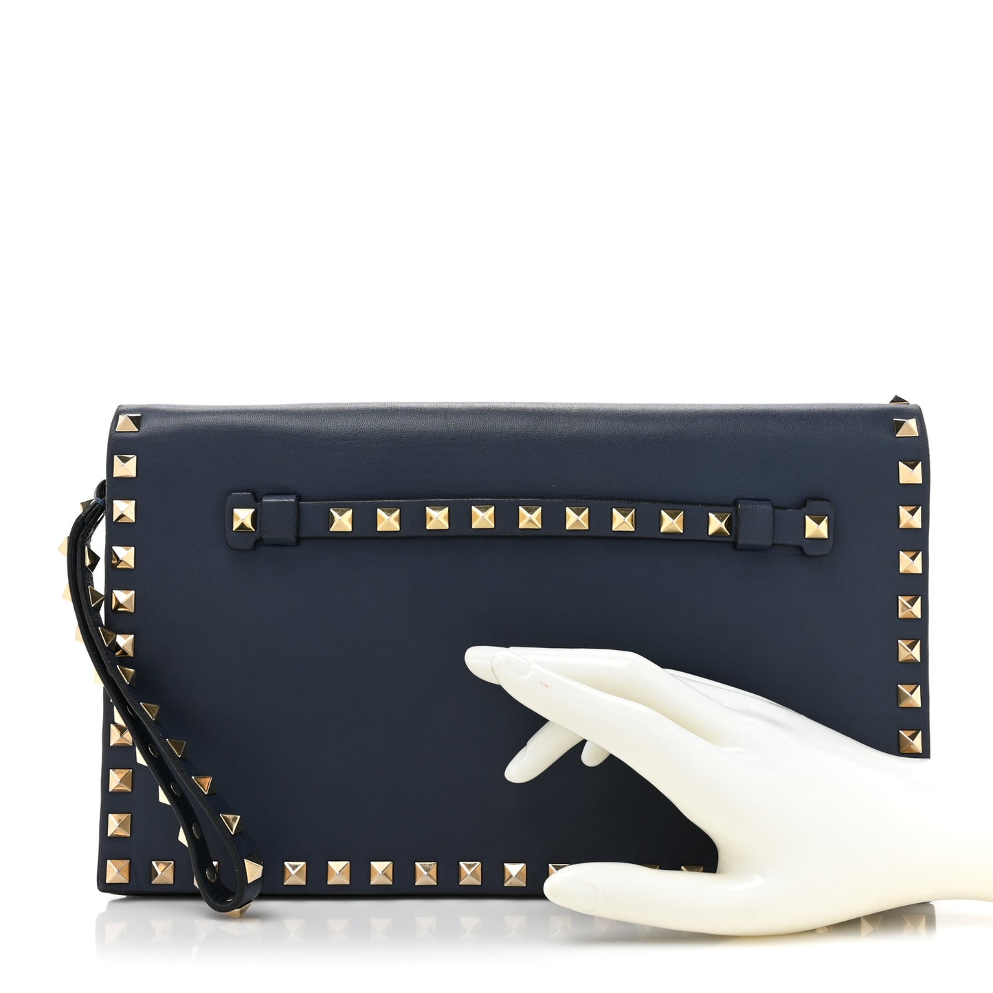 Nappa Rockstud Wristlet Clutch Indigo