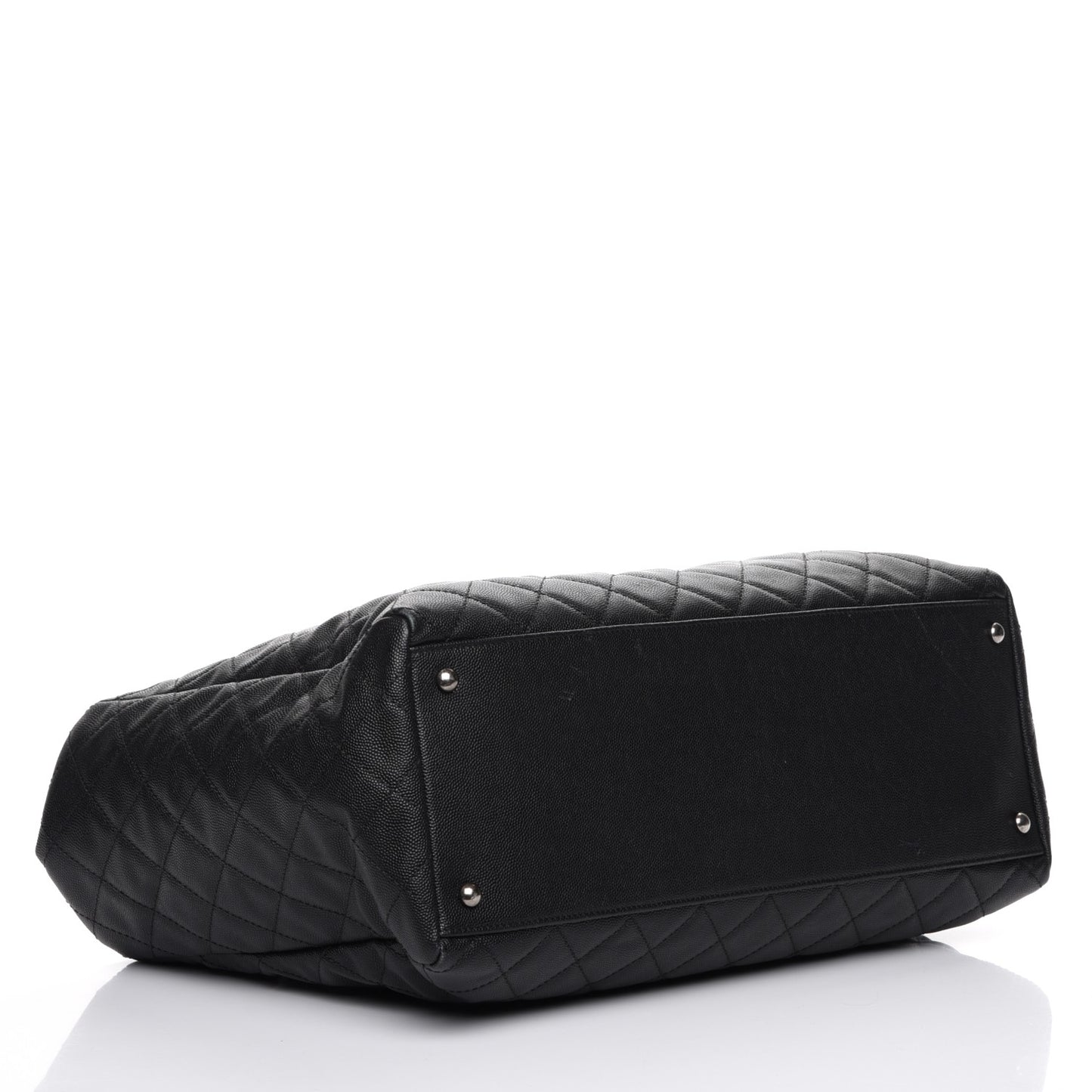 Caviar Lizard Quilted Large Coco Handle Shopping Tote Black