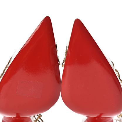 Christian Louboutin Patent PVC Malaika Half Dorsay 100 Pumps 35.5 White Gold 7 of 9