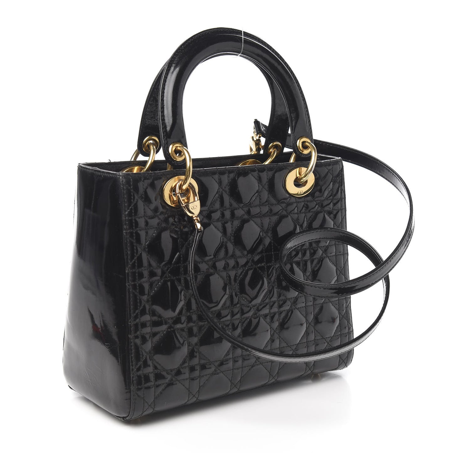 Patent Cannage Medium Lady Dior Black
