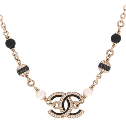 Chanel Glitter Enamel Crystal CC Beaded Choker Gold Black 4 of 6