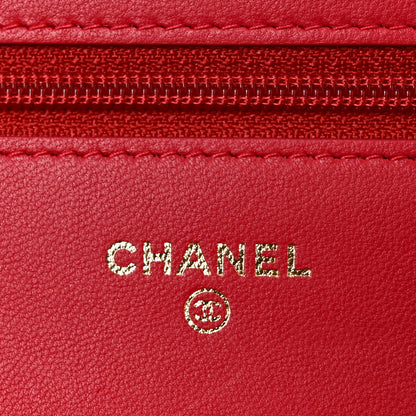 Chanel Lambskin Quilted Boy Wallet On Chain WOC Red 6 of 11