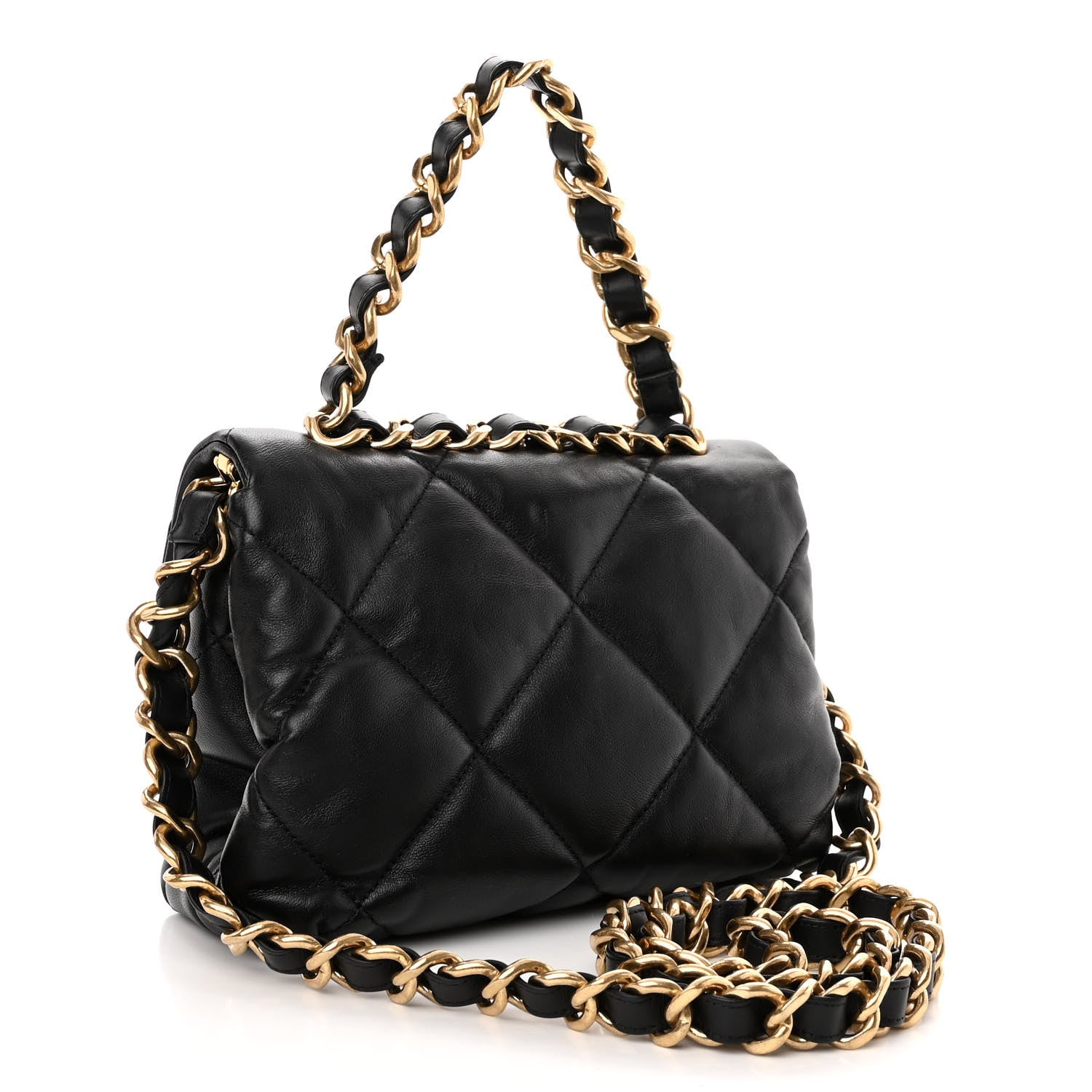 Chanel Lambskin Quilted Small Chain Top Handle Flap Black 3 of 10