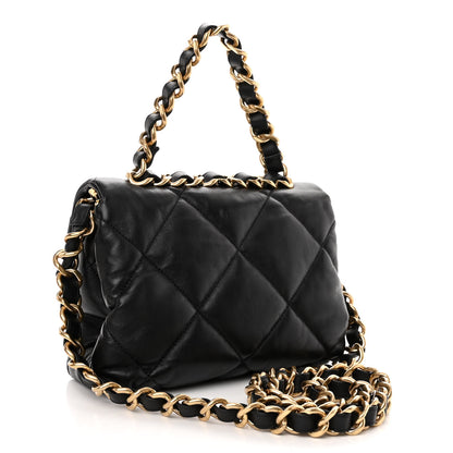 Chanel Lambskin Quilted Small Chain Top Handle Flap Black 3 of 10