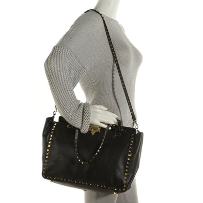 Valentino Garavani Vitello Medium Rockstud Tote Black 2 of 8