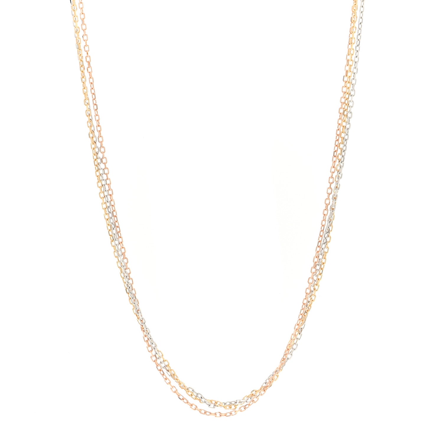 Cartier 18K Pink Yellow White Gold Three Chain Necklace 1 of 5