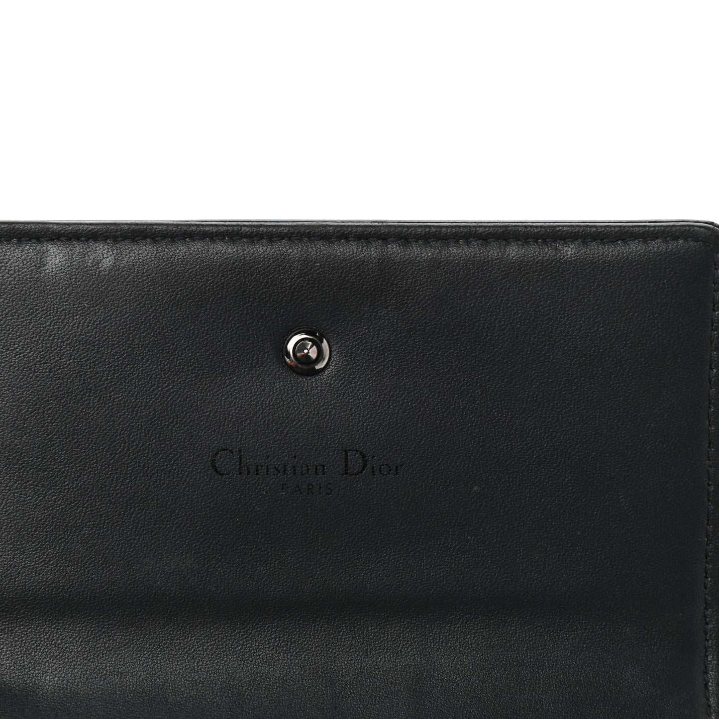 Metallic Patent Micro-Cannage Diorama Elancee Wallet Onyx Black