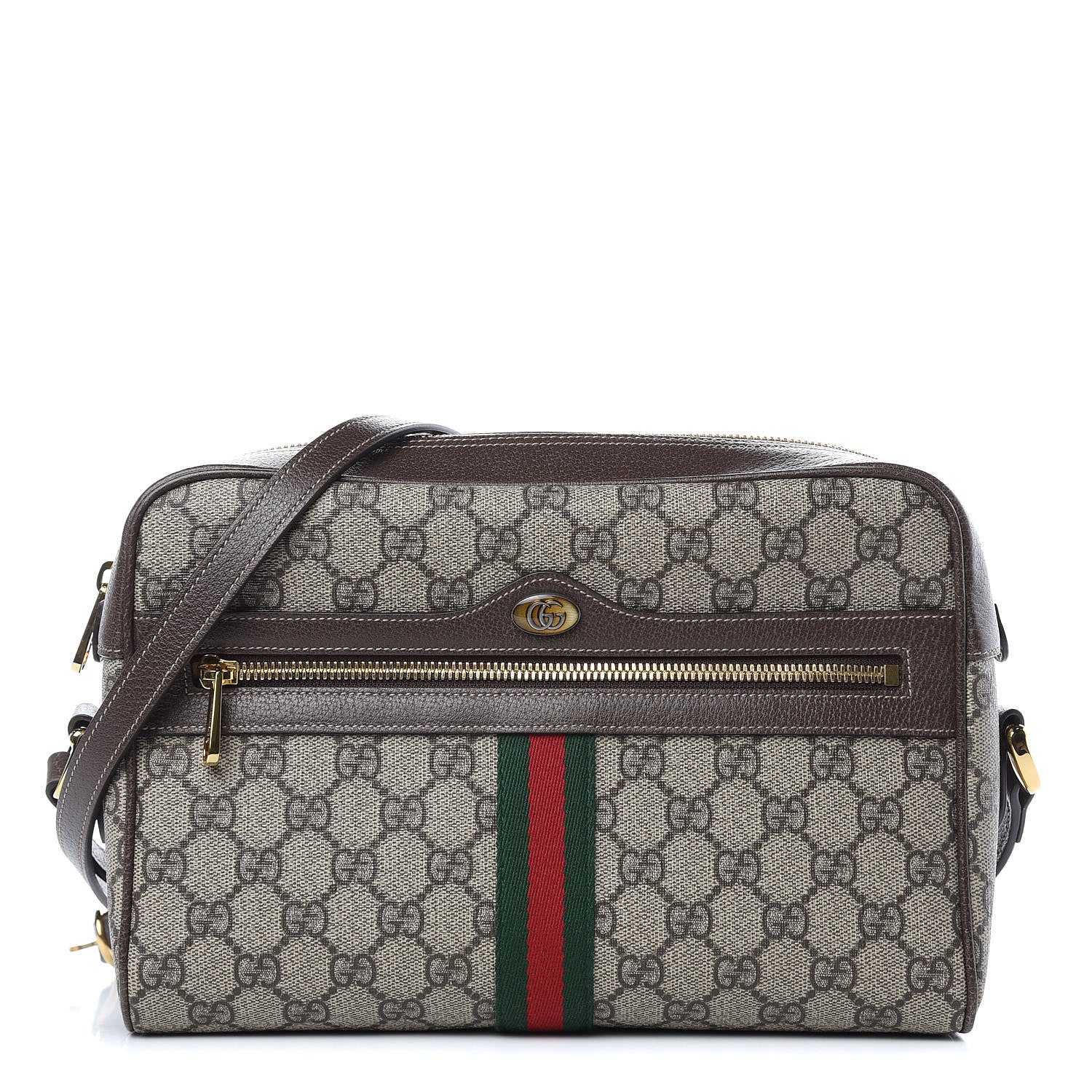 Gucci GG Supreme Monogram Web Small Ophidia Shoulder Bag Brown 1 of 9