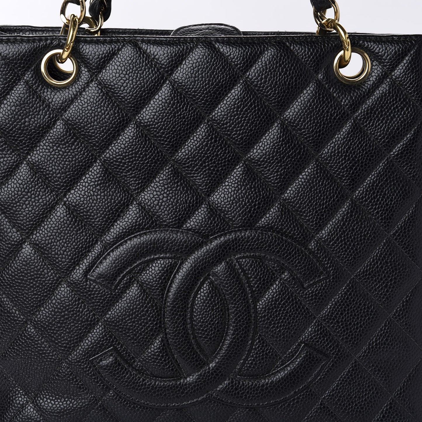 Caviar Quilted Petit Shopping Tote PST Black