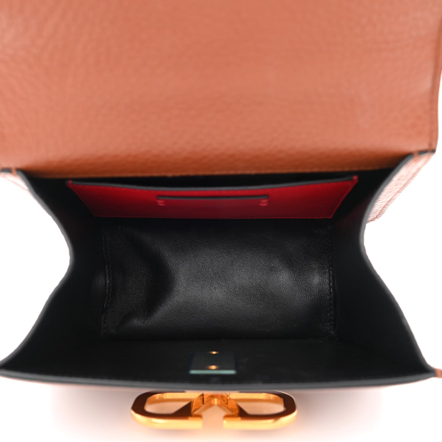 Grained Calfskin Small VSling Shoulder Bag Saddle Brown
