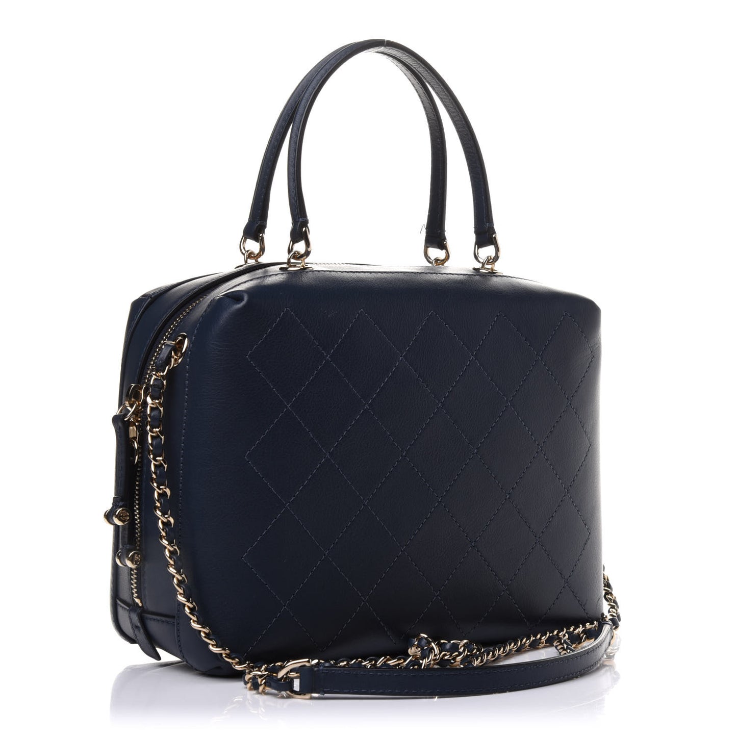 Calfskin Stitched CC Camera Case Bag Blue