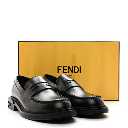 Fendi Vitello Abrasivato Mens Frame Loafers 8 Black 10 of 10