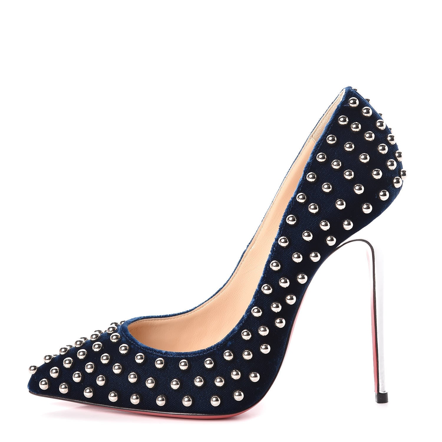 Christian Louboutin Velvet Billy 120 Spike Pumps 36 Silver Eclipse 1 of 8