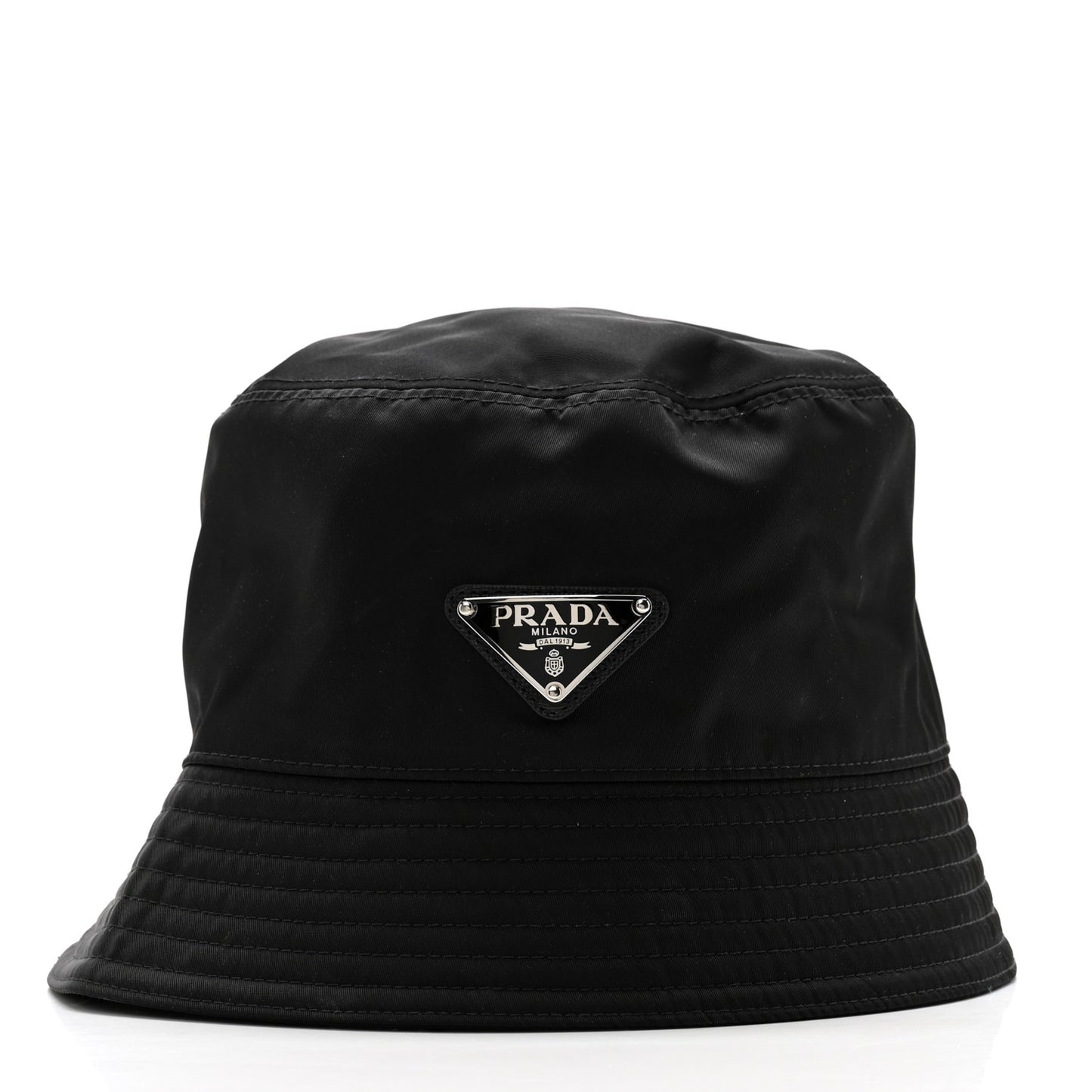 Re-Nylon Metal Triangle Logo Womens Bucket Hat S Black