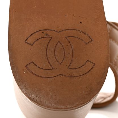Chanel Lambskin Quilted CC Platform Sandals 39 Beige 14 of 21