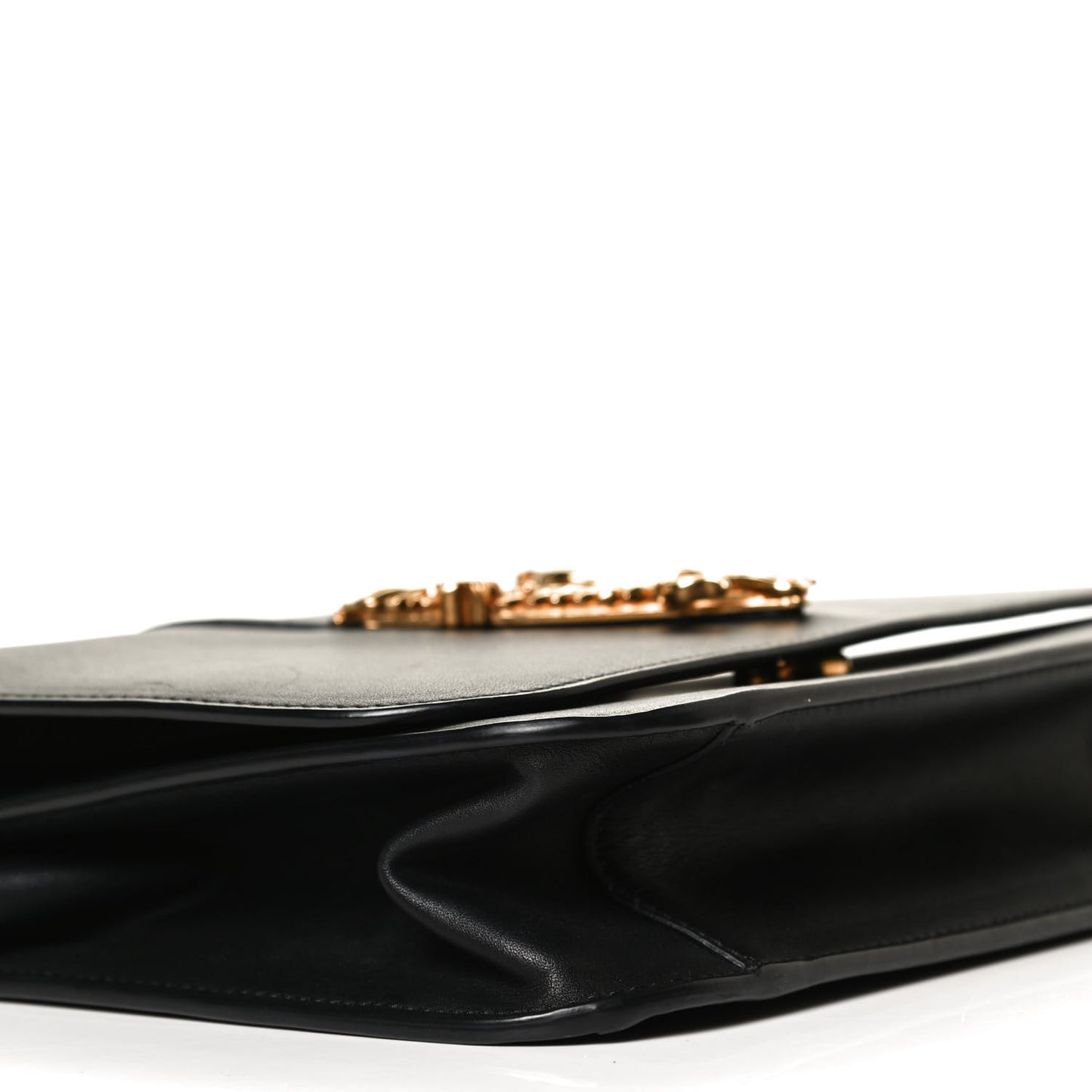 Vitello Barocco Virtus Top Handle Shoulder Bag Black