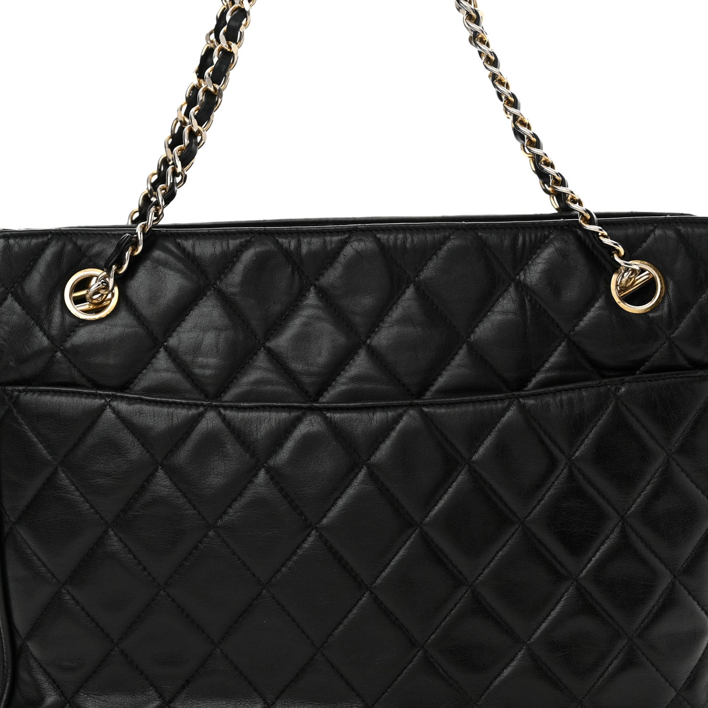 Lambskin Quilted Shoulder Bag Black