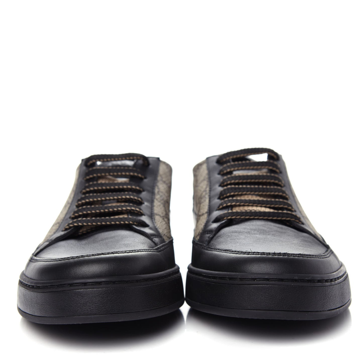 GG Supreme Monogram Mens Low Top Sneakers 8 Black Beige Ebony