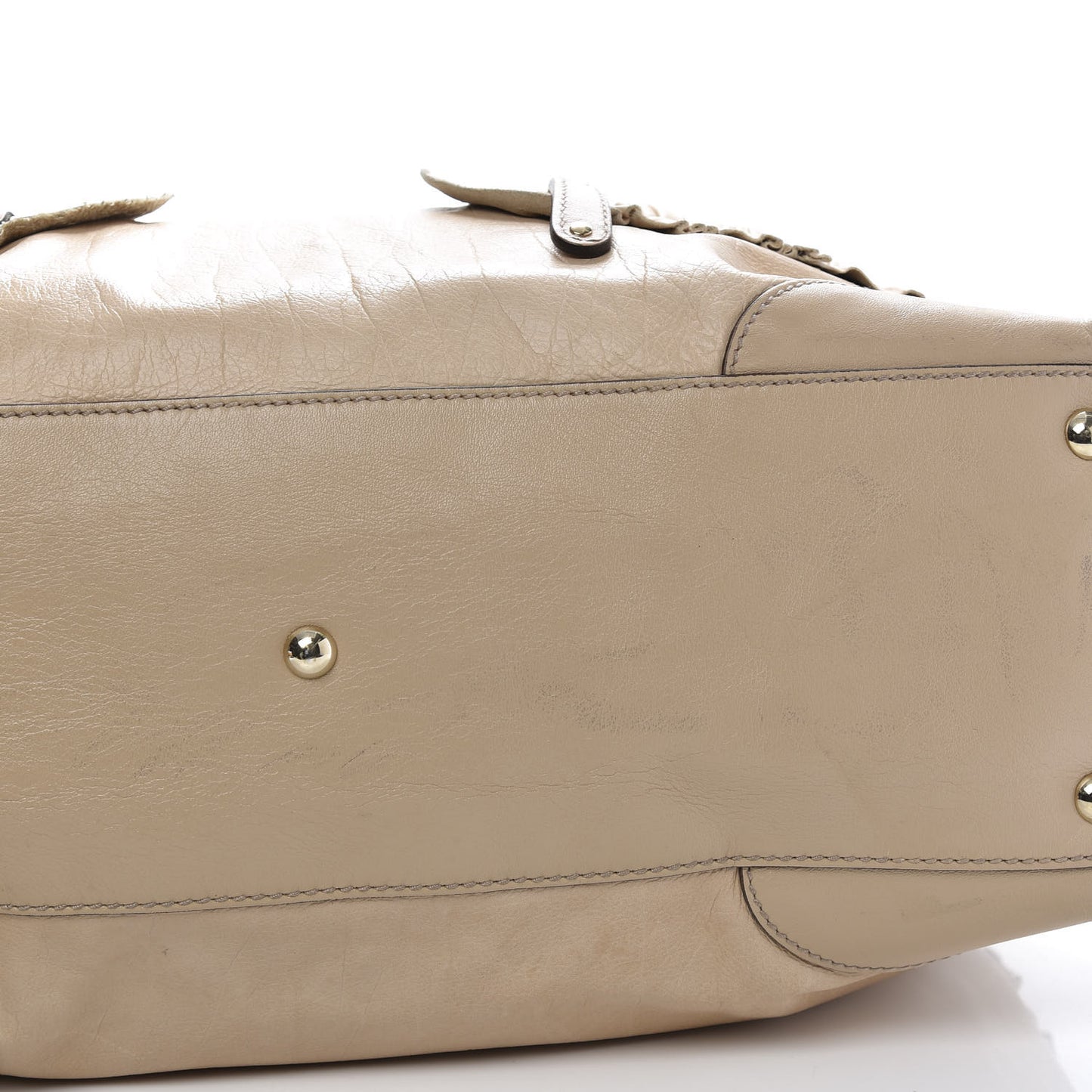 Calfskin Ruffle Medium Sabrina Boston Tote Nude
