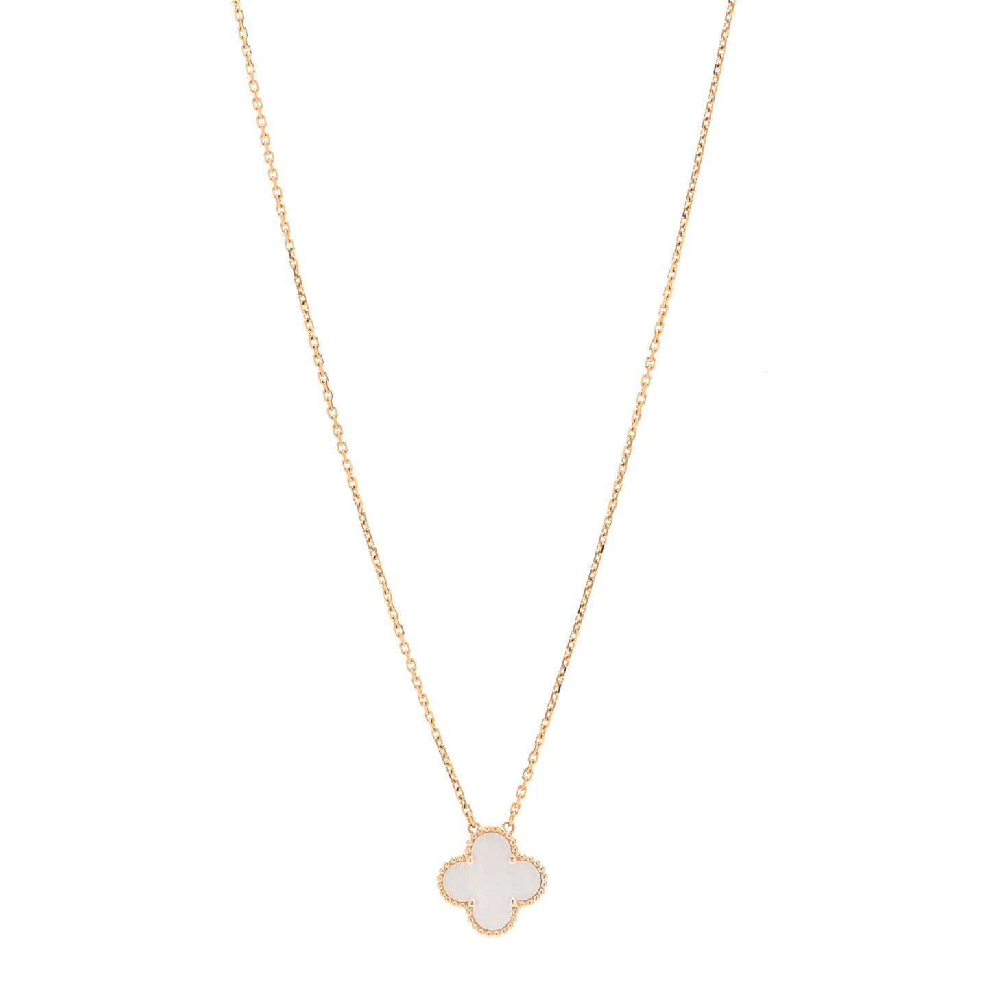 18K Yellow Gold Mother of Pearl Vintage Alhambra Pendant Necklace