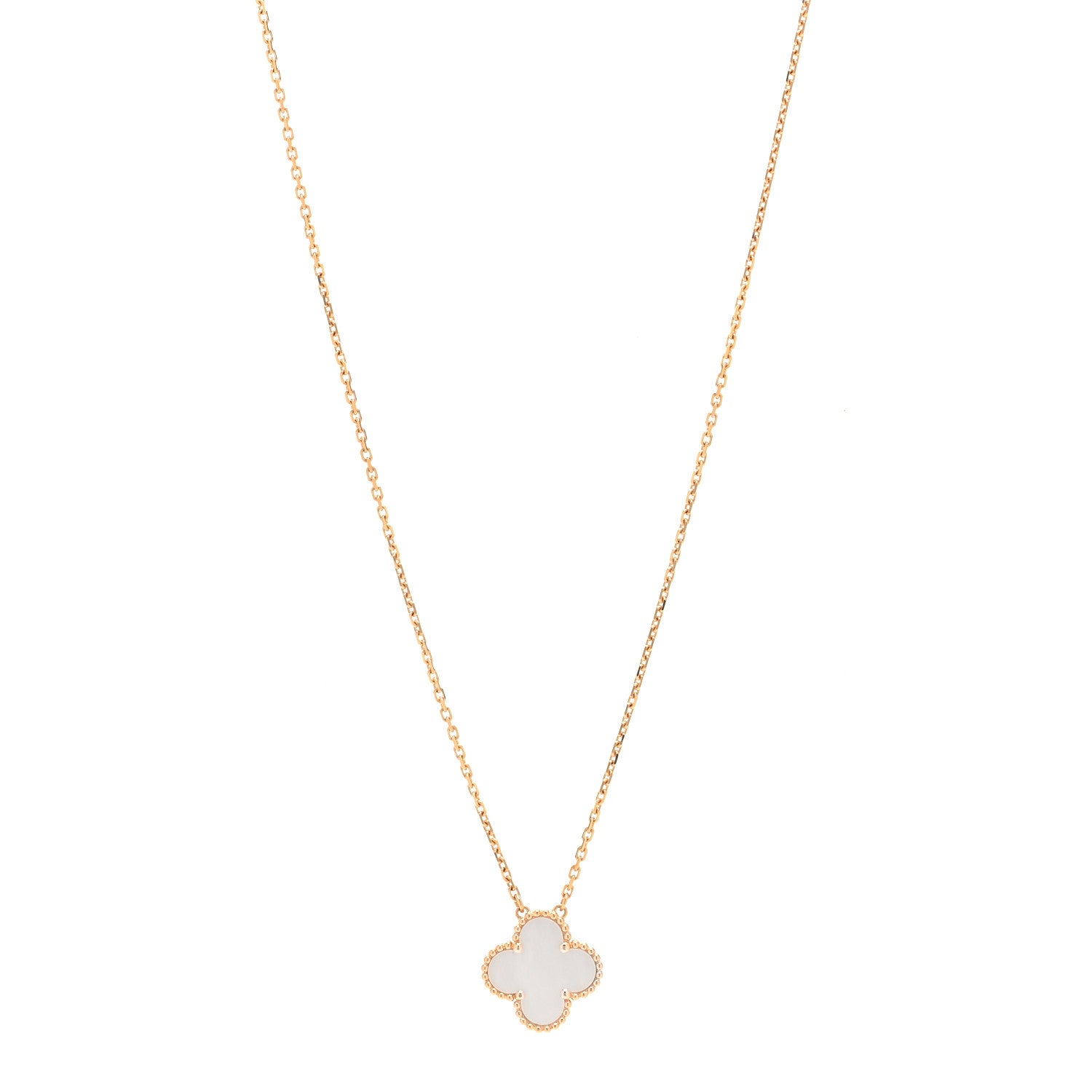 Van Cleef & Arpels 18K Yellow Gold Mother of Pearl Vintage Alhambra Pendant Necklace 1 of 6