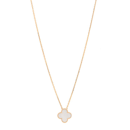 Van Cleef & Arpels 18K Yellow Gold Mother of Pearl Vintage Alhambra Pendant Necklace 1 of 6
