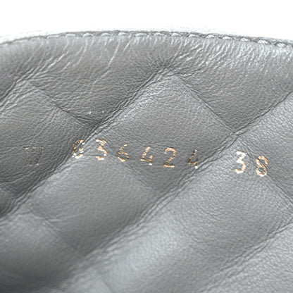 Chanel Shiny Lambskin Quilted Lace Up Combat Boots 38 Grey Black 8 of 8