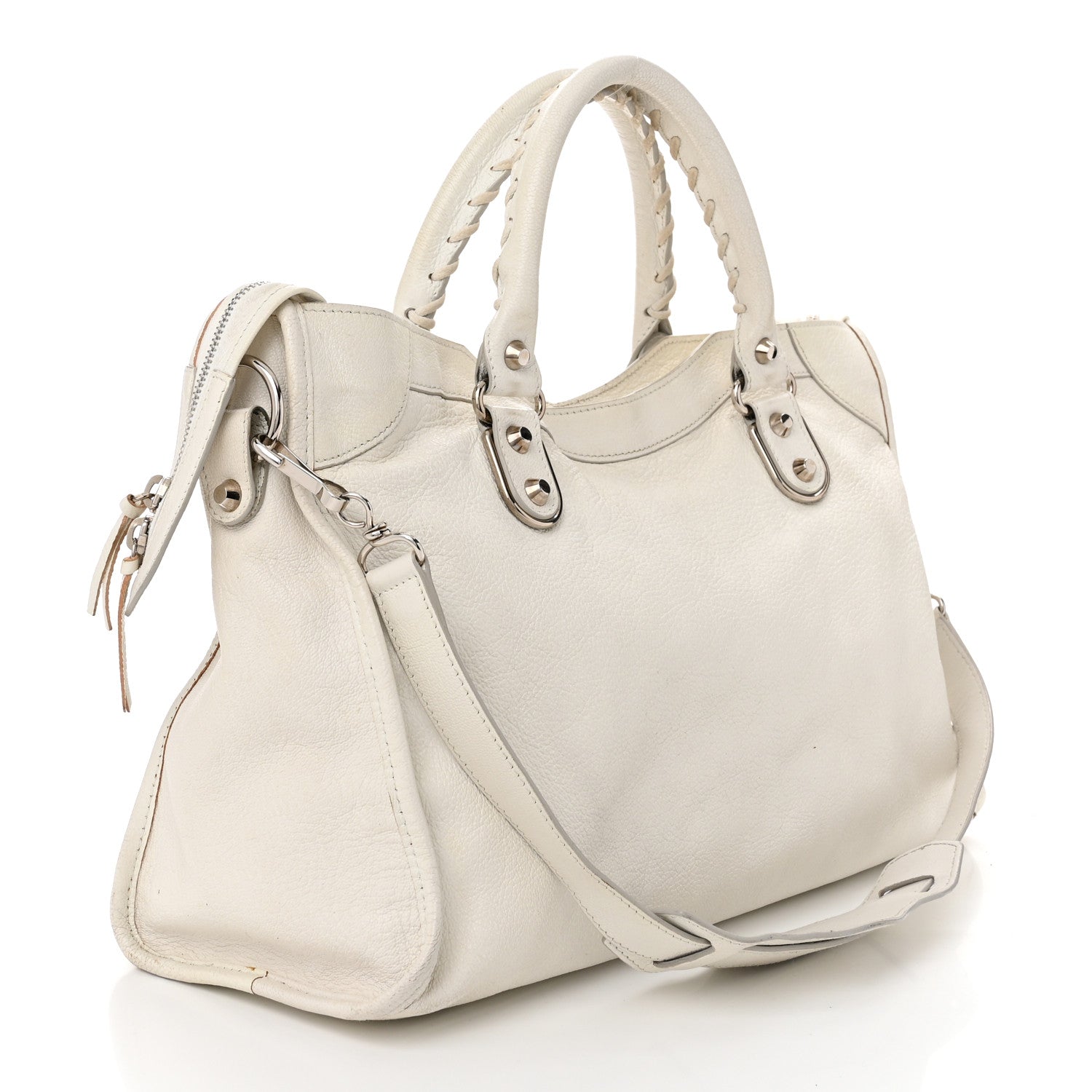 Balenciaga Chevre Silver Metallic Edge Hardware City White 4 of 18
