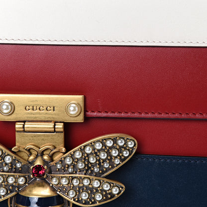 Gucci Calfskin Sylvie Web Queen Margaret Shoulder Bag Blue Agata Hibiscus Red Mystic White 10 of 11