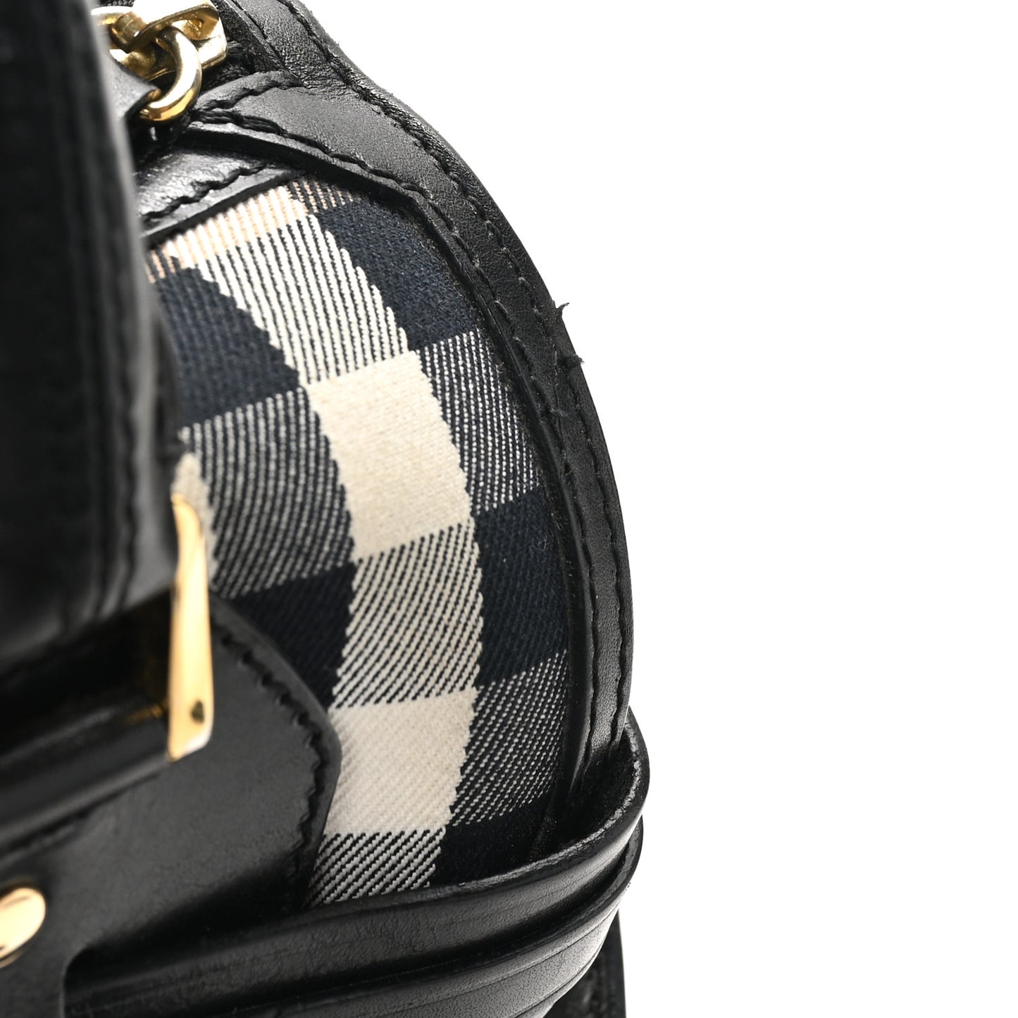 House Check Bridle Calfskin Medium Alchester Bowling Bag Black