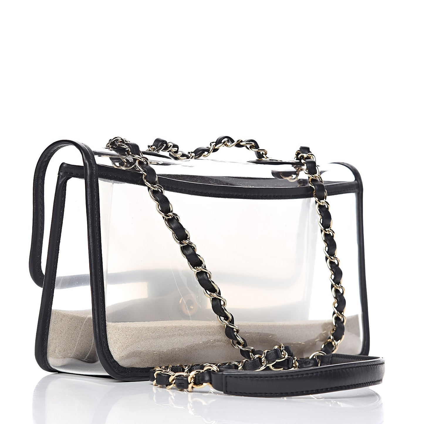 Lambskin PVC Medium Coco Sand Flap Black