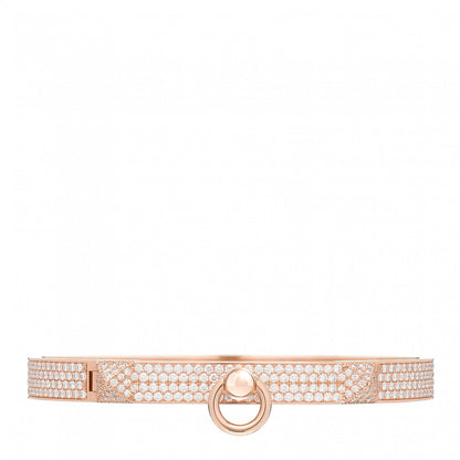 Hermes 18K Rose Gold Diamond PM Collier De Chien Full Pave Bracelet SH 1 of 4