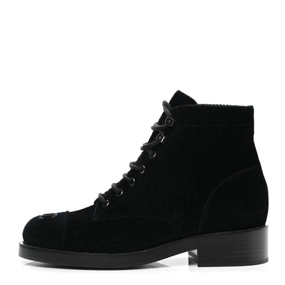 Chanel Velvet CC Cap Toe Boots 38 Black 1 of 10