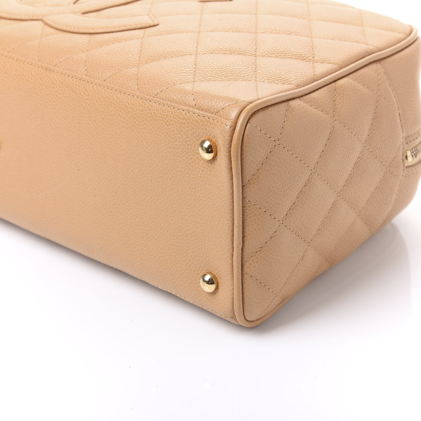 Caviar Quilted Large Bowler Bag Beige
