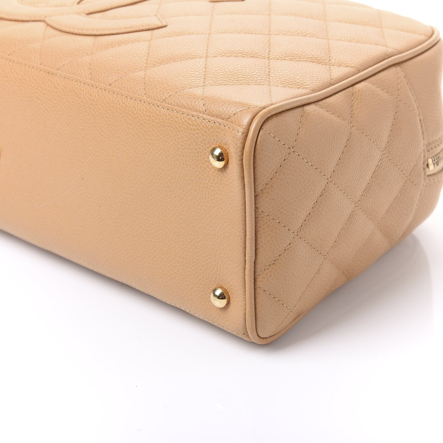 Chanel Caviar Quilted Large Bowler Bag Beige 6 of 11