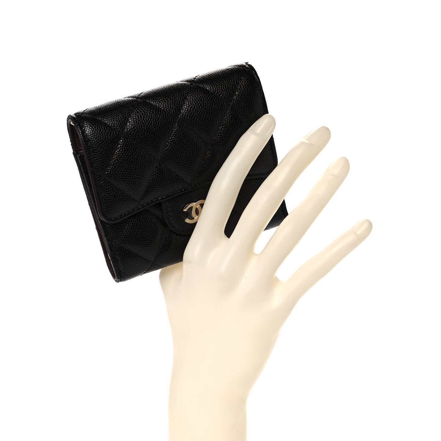 Caviar Quilted Small Flap Wallet Black
