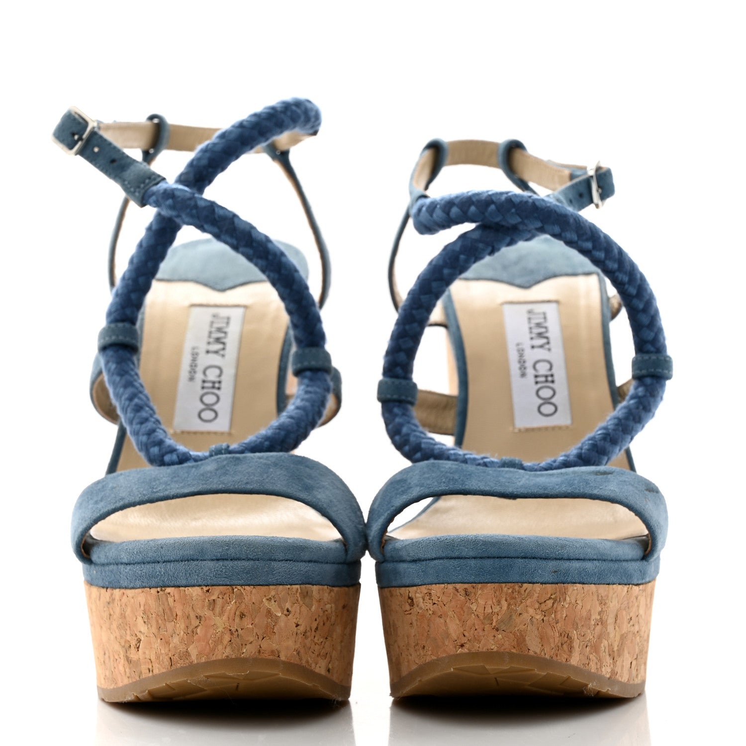 Jimmy Choo Suede Rope Wynwood 130 Wedge Sandals 37 Butterfly Blue 2 of 9