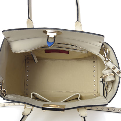 Valentino Garavani Vitello Small Rockstud Double Handle Tote Ivory 5 of 12