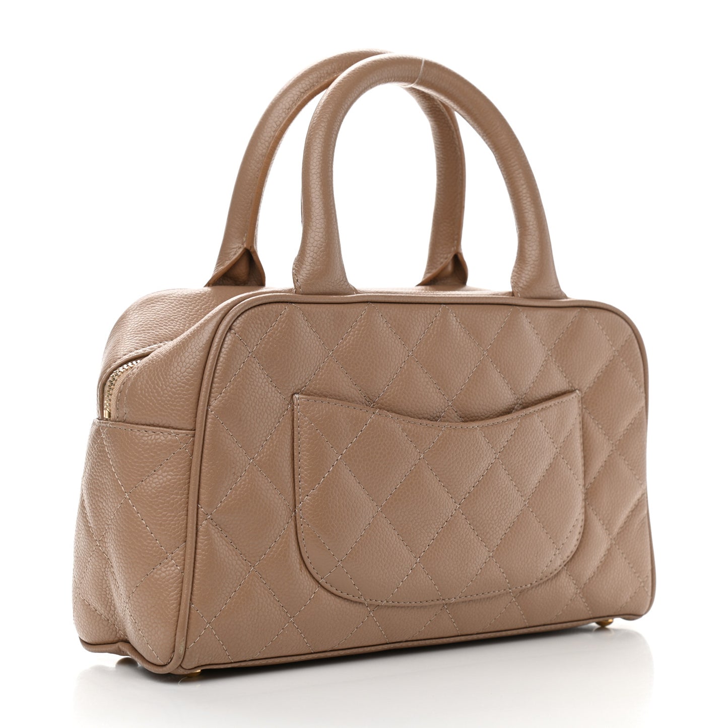 Caviar Quilted Small Bowler Beige