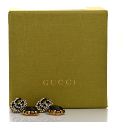 Gucci Crystal Double G Earrings Black Aged Gold 4 of 4