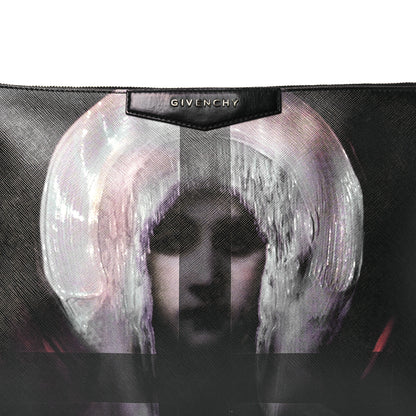 Givenchy Textured Coated Canvas Madonna Print Large Cosmetic Pouch Black 8 of 11